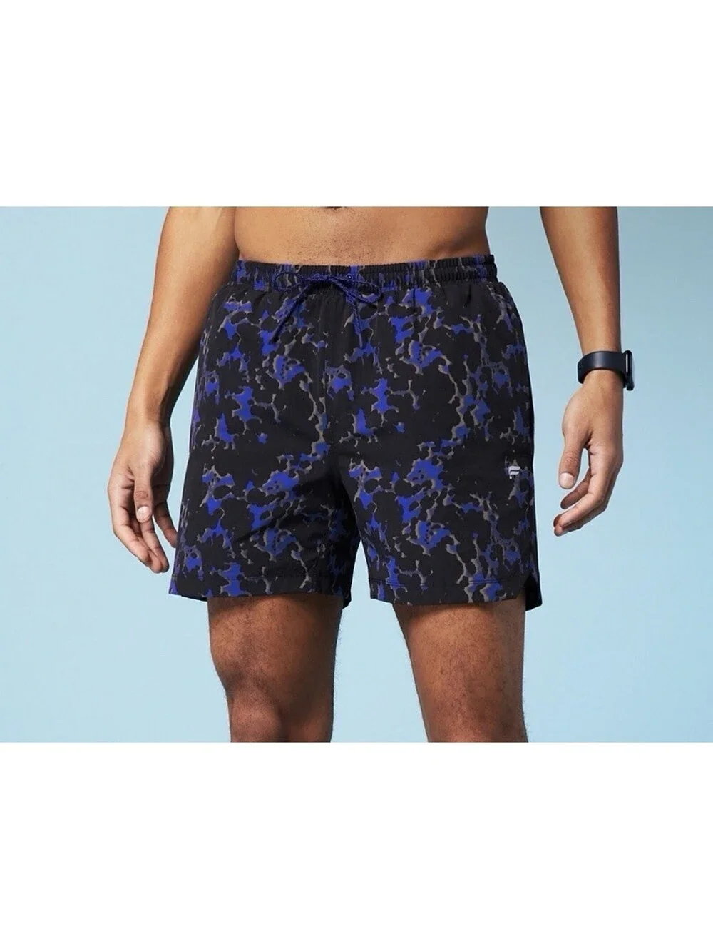 Fabletics The Swim Trunk Blue Black Print 5” Inseam Men’s Size XL